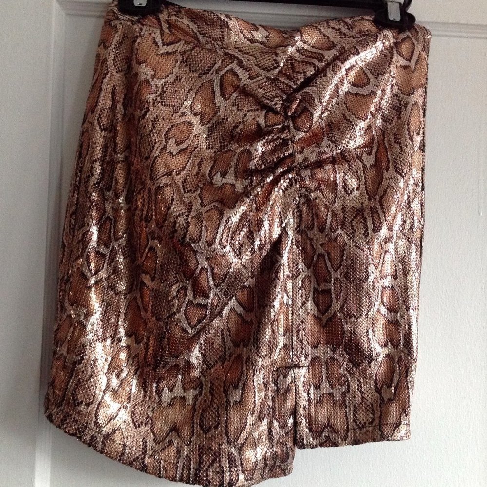 Zara Gold Snake  Print Mini Skirt